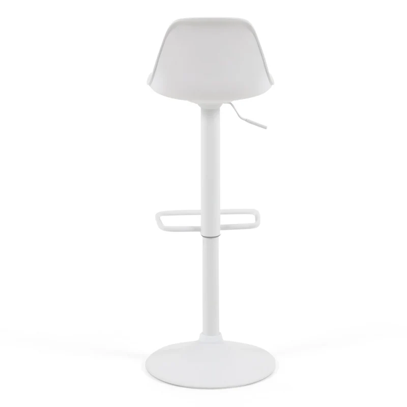 Orlando-T barstool white synthetic leather and matt white steel 60-82 cm