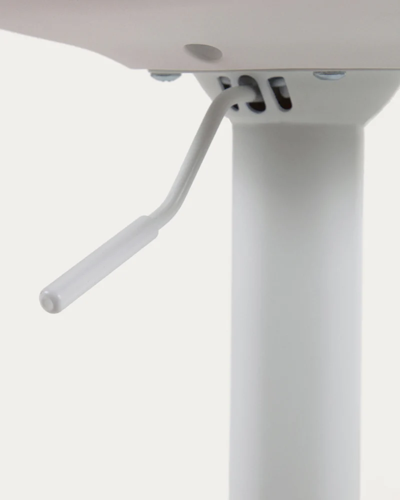 Orlando-T barstool white synthetic leather and matt white steel 60-82 cm
