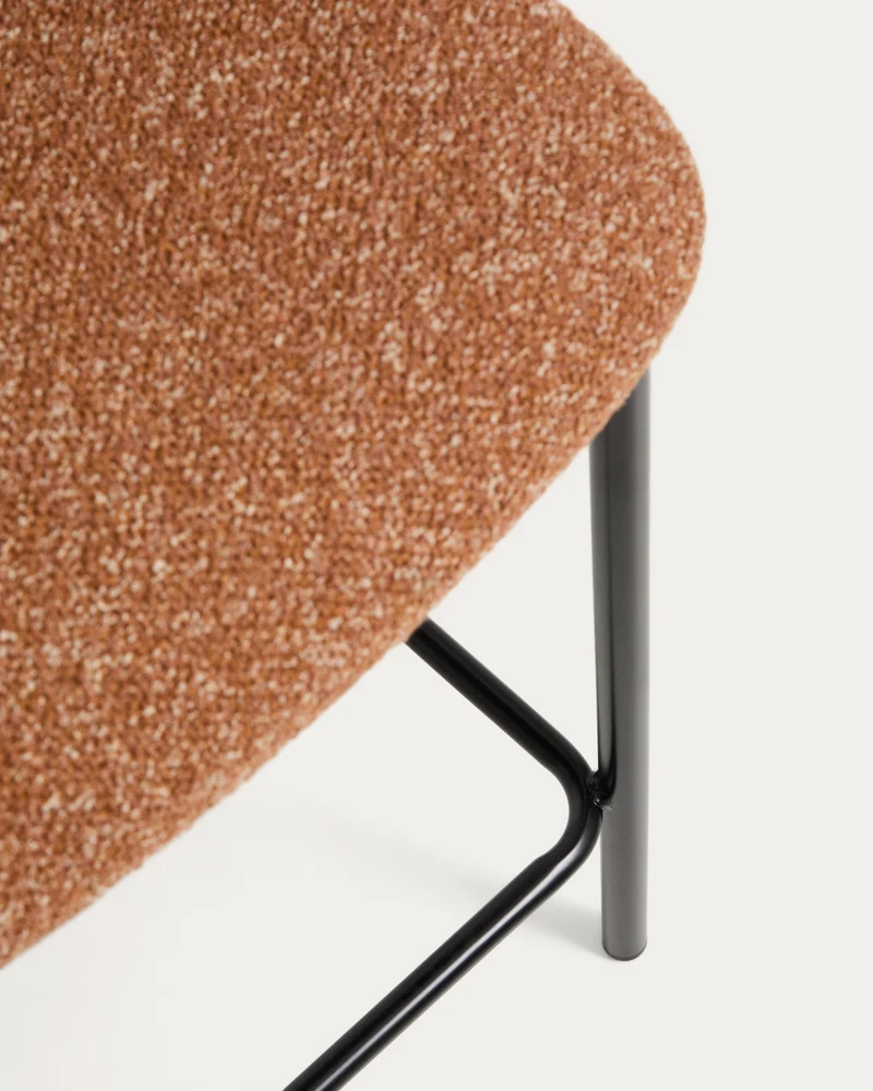 Ciselia terracotta thick chenille stool with black legs 65cm