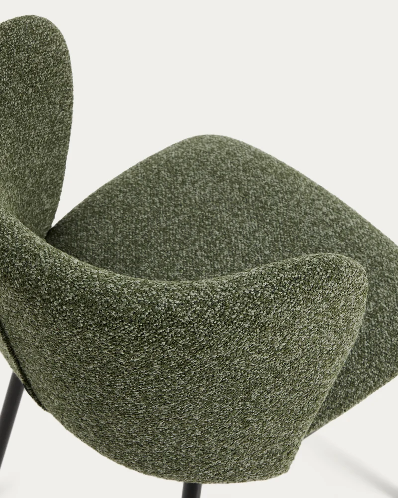 Ciselia dark green thick chenille stool with black legs 65cm