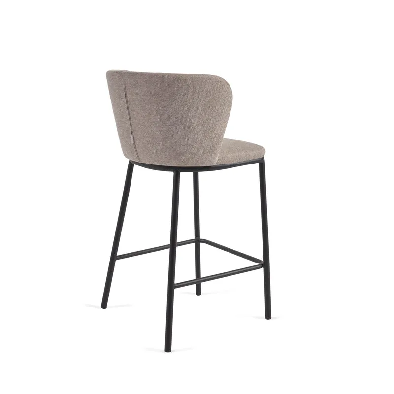 Ciselia stool in brown chenille with black legs 65 cm