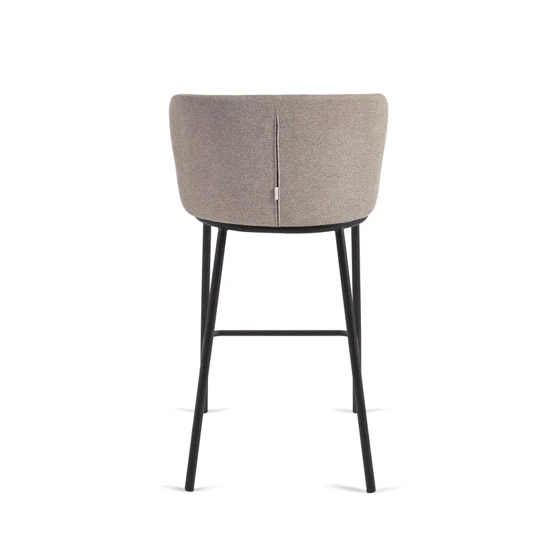 Ciselia stool in brown chenille with black legs 65 cm
