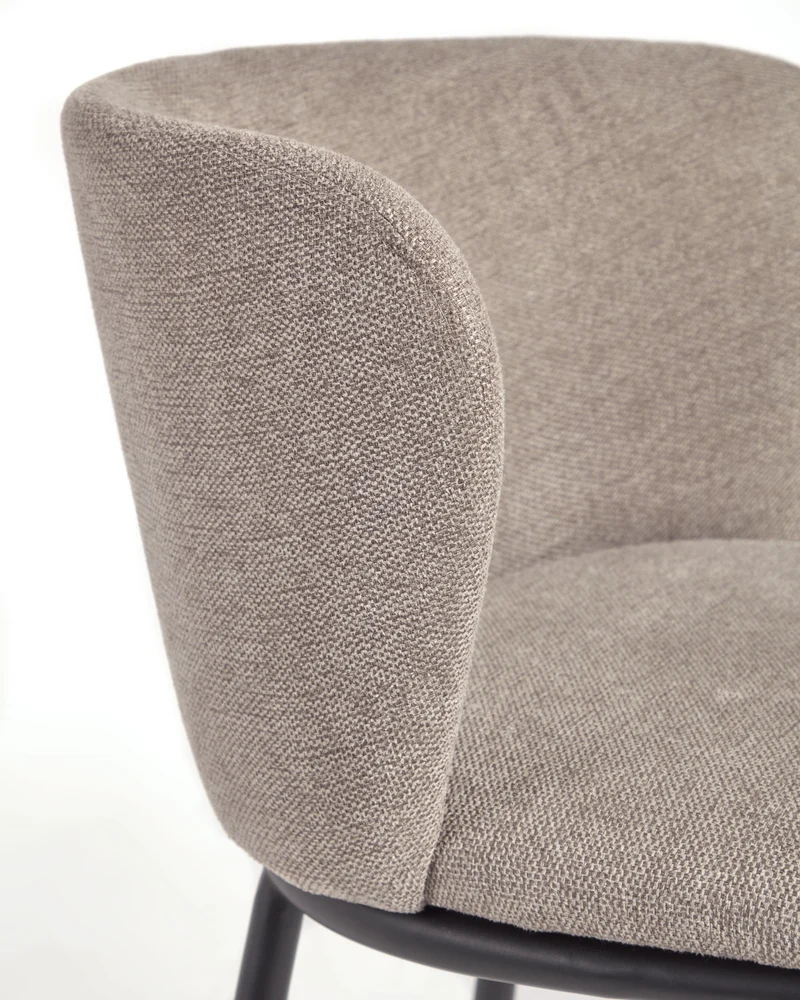 Ciselia stool in brown chenille with black legs 65 cm