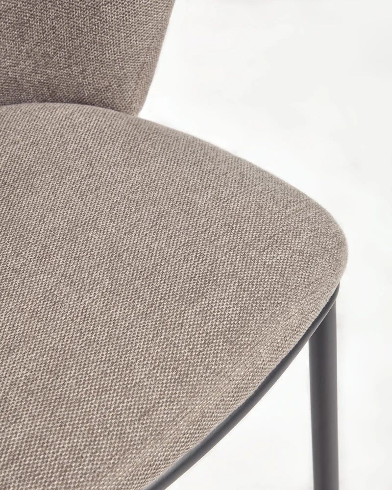 Ciselia stool in brown chenille with black legs 65 cm