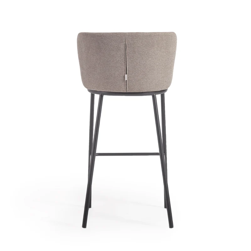 Ciselia stool in light brown chenille and black legs 75 cm