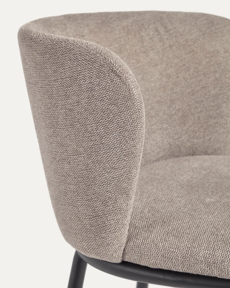 Ciselia stool in light brown chenille and black legs 75 cm