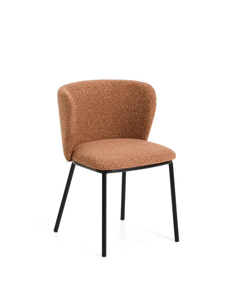 Ciselia terracotta thick chenille chair with black legs