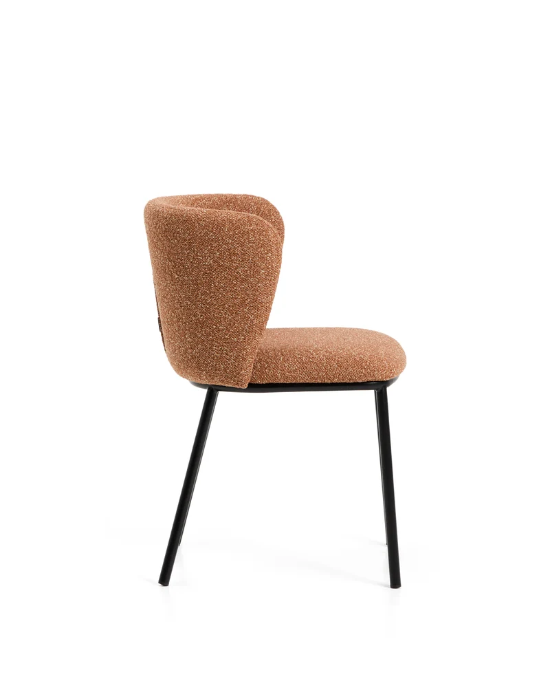 Ciselia terracotta thick chenille chair with black legs