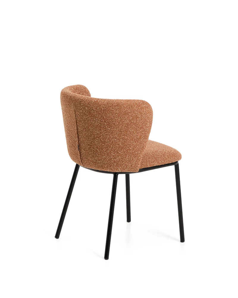 Ciselia terracotta thick chenille chair with black legs