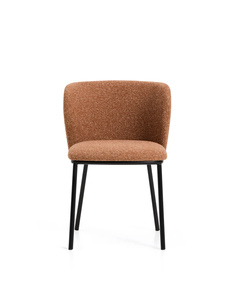 Ciselia terracotta thick chenille chair with black legs