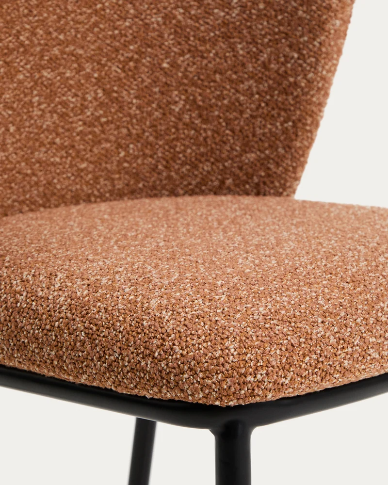 Ciselia terracotta thick chenille chair with black legs