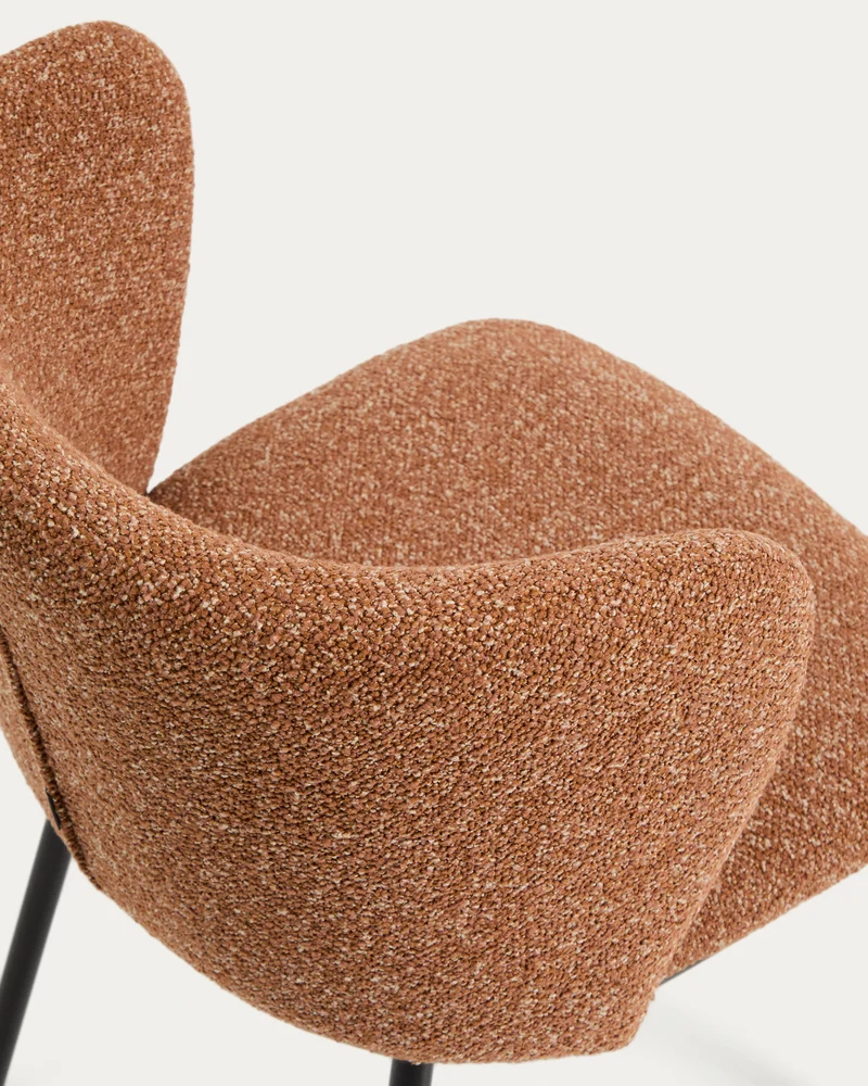 Ciselia terracotta thick chenille chair with black legs