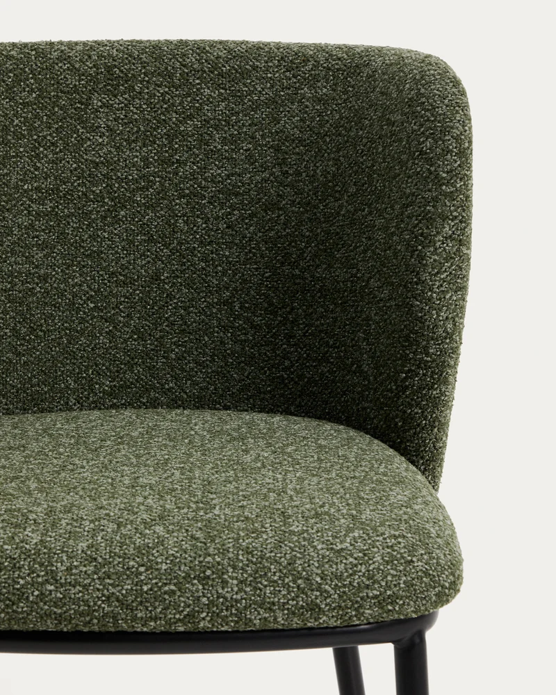 Ciselia dark green thick chenille chair with black legs