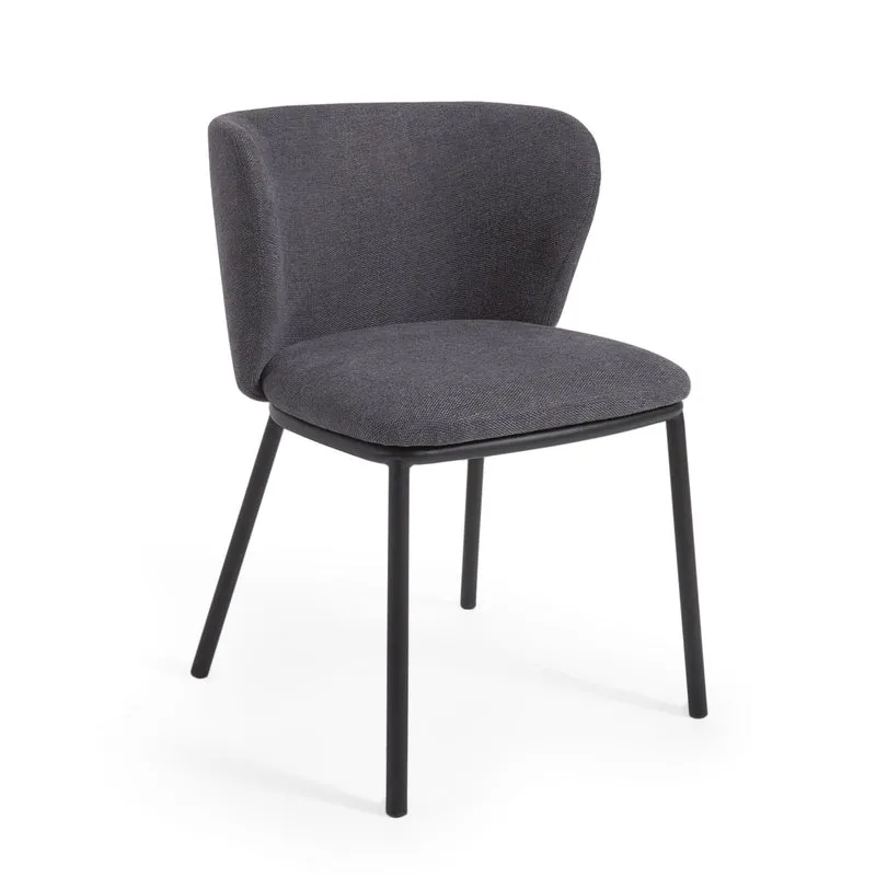 Ciselia chair in dark grey chenille and black legs