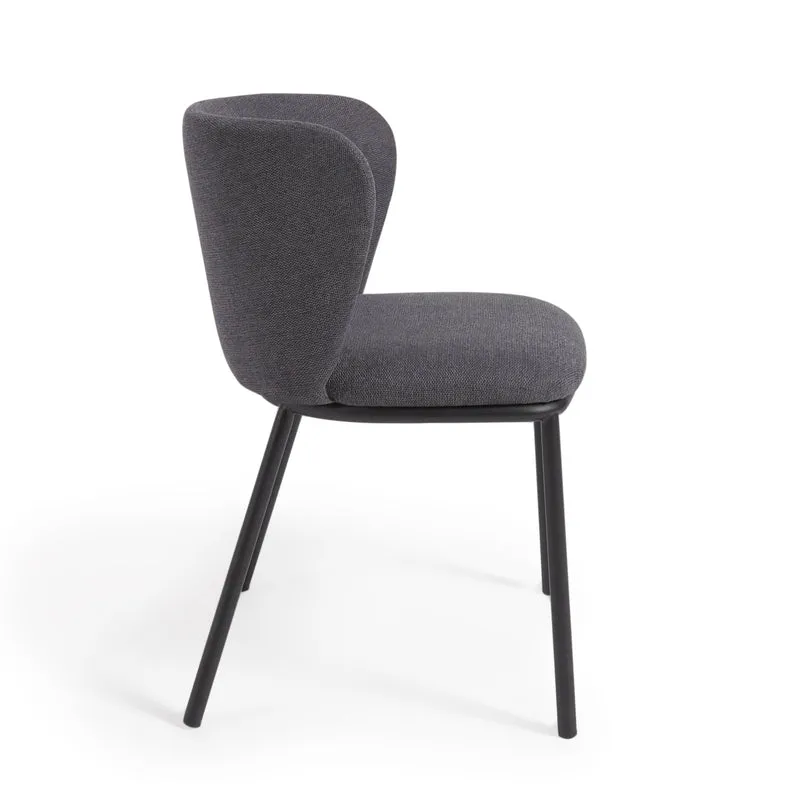 Ciselia chair in dark grey chenille and black legs