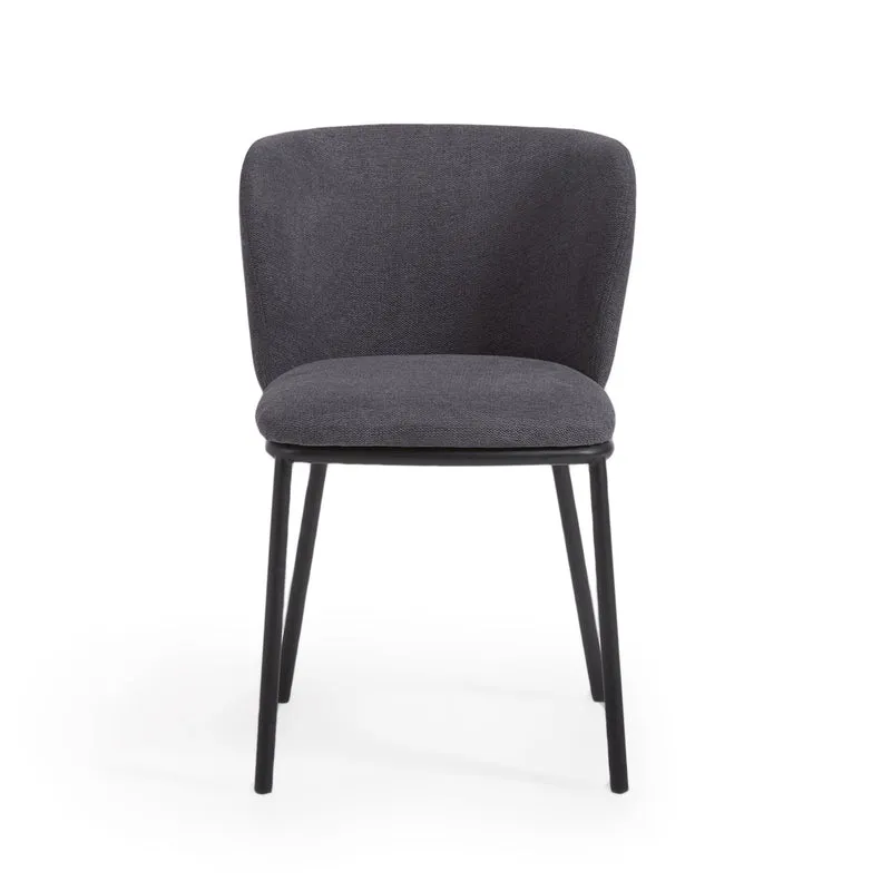 Ciselia chair in dark grey chenille and black legs