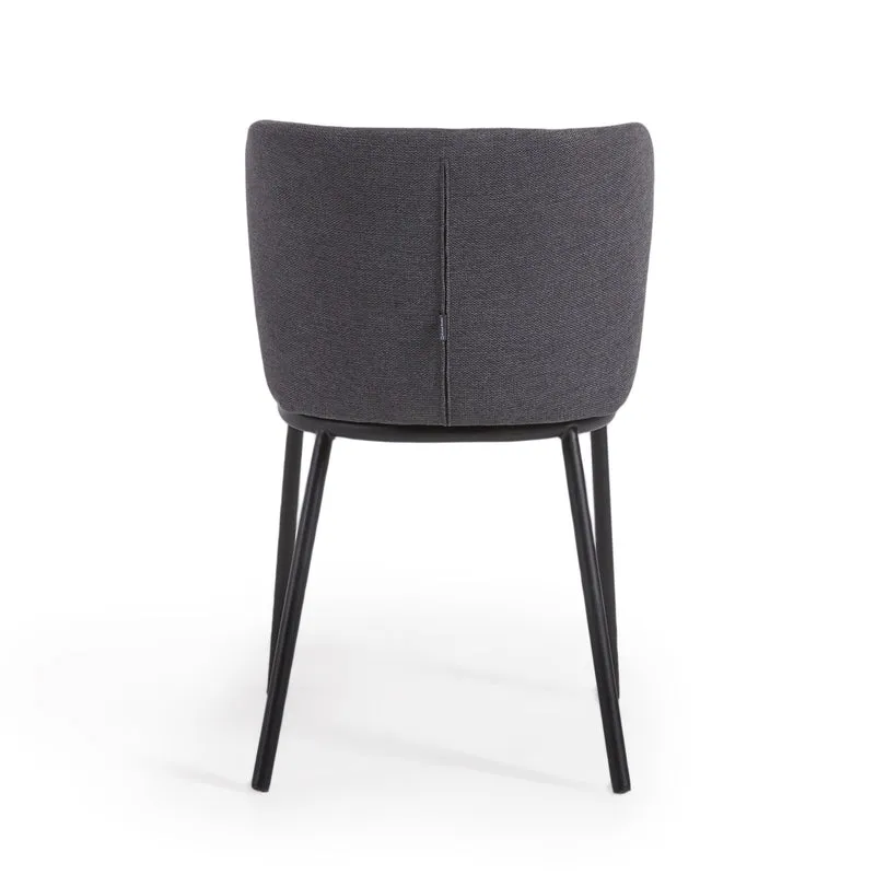 Ciselia chair in dark grey chenille and black legs