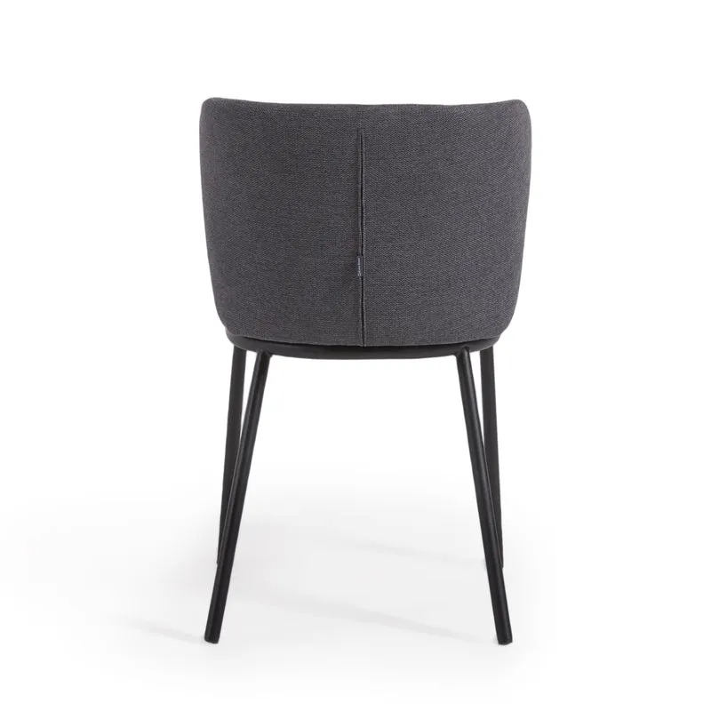 Ciselia chair in dark grey chenille and black legs