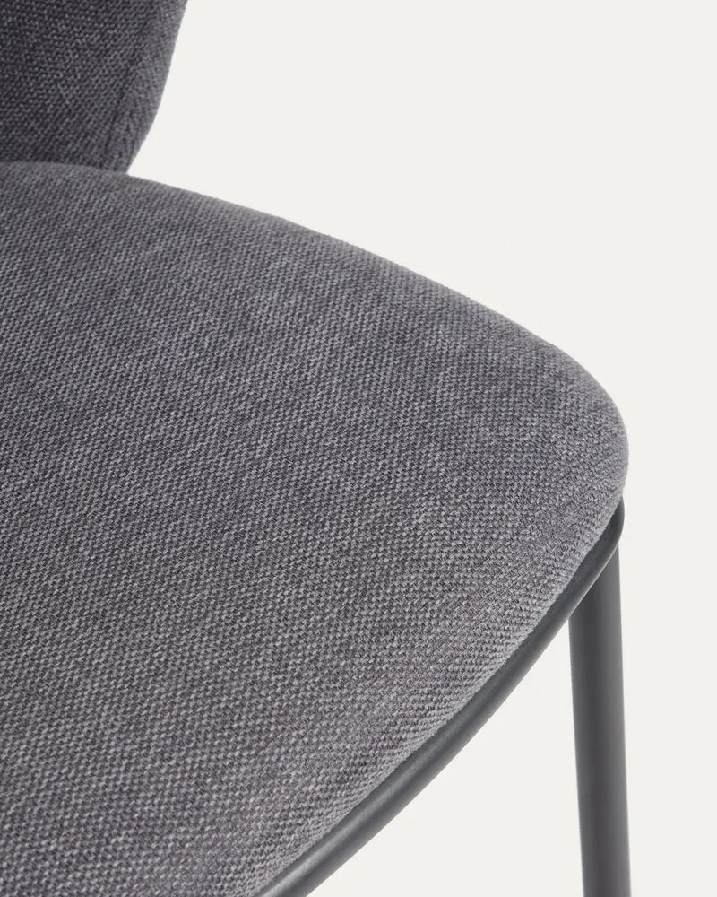 Ciselia chair in dark grey chenille and black legs