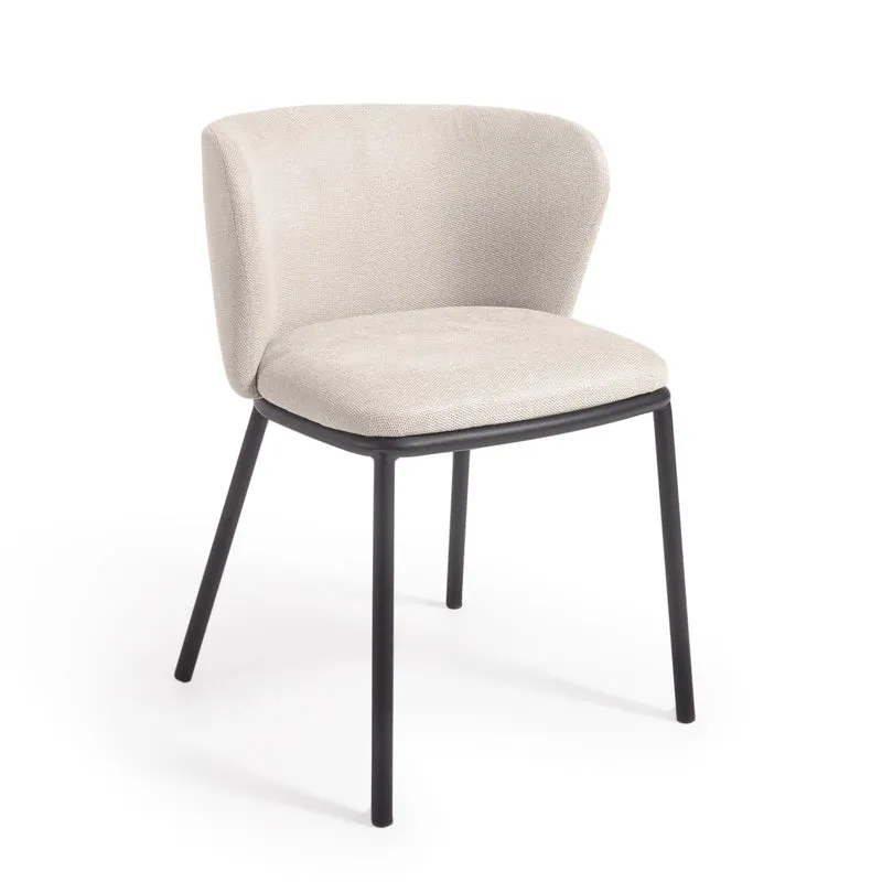 Ciselia chair in beige chenille and black legs
