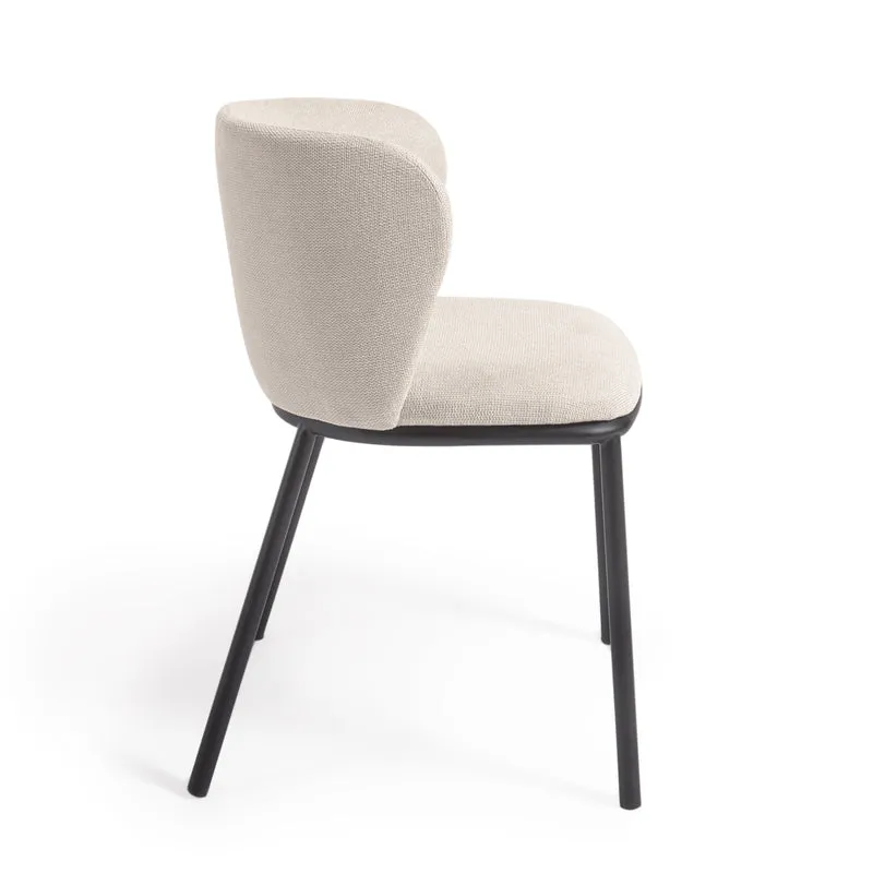 Ciselia chair in beige chenille and black legs