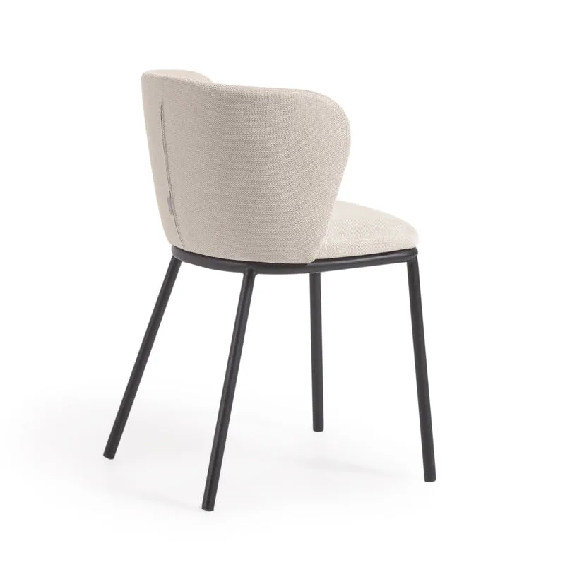 Ciselia chair in beige chenille and black legs
