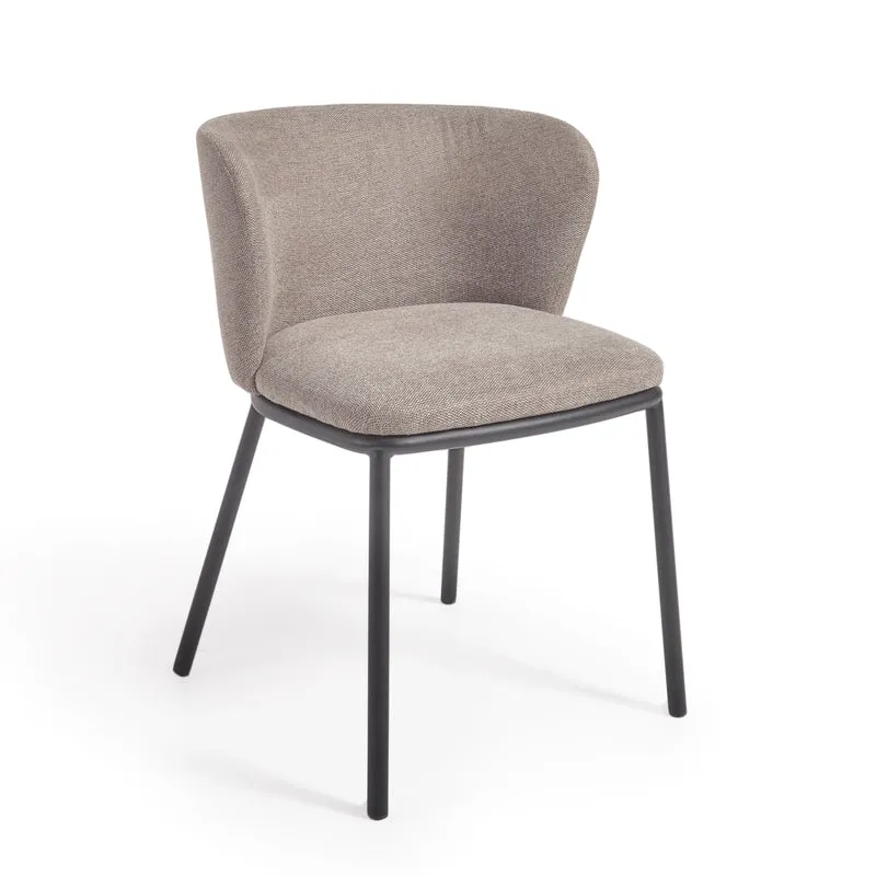 Ciselia chair in light brown chenille and black legs