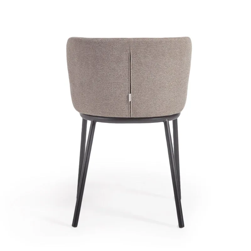 Ciselia chair in light brown chenille and black legs