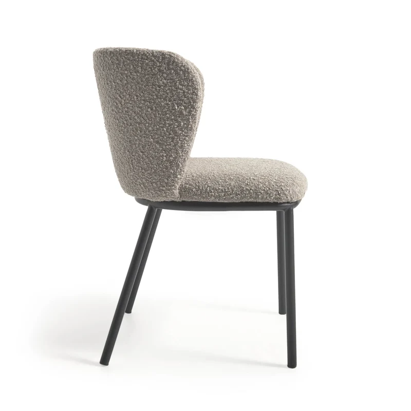 Ciselia chair with light grey bouclé and black metal FR