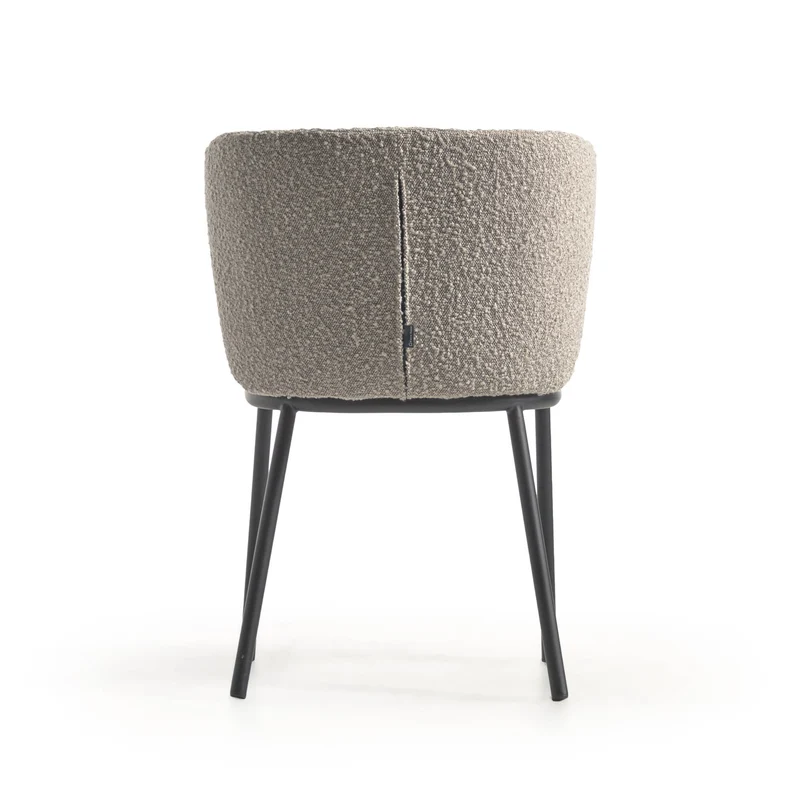 Ciselia chair with light grey bouclé and black metal FR