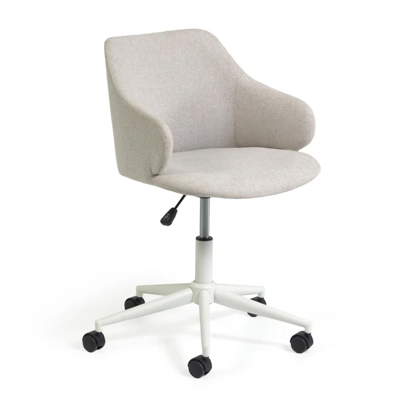 Einara light grey office chair and legs made of steel in matt white