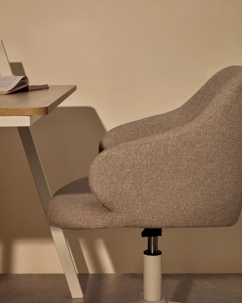 Einara light grey office chair and legs made of steel in matt white