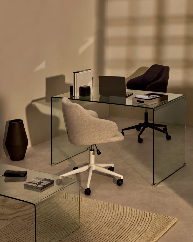 Einara light grey office chair and legs made of steel in matt white