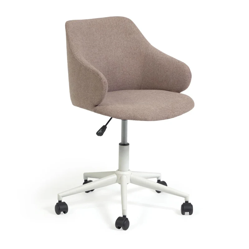 Einara pink office chair and legs made of steel in matt white