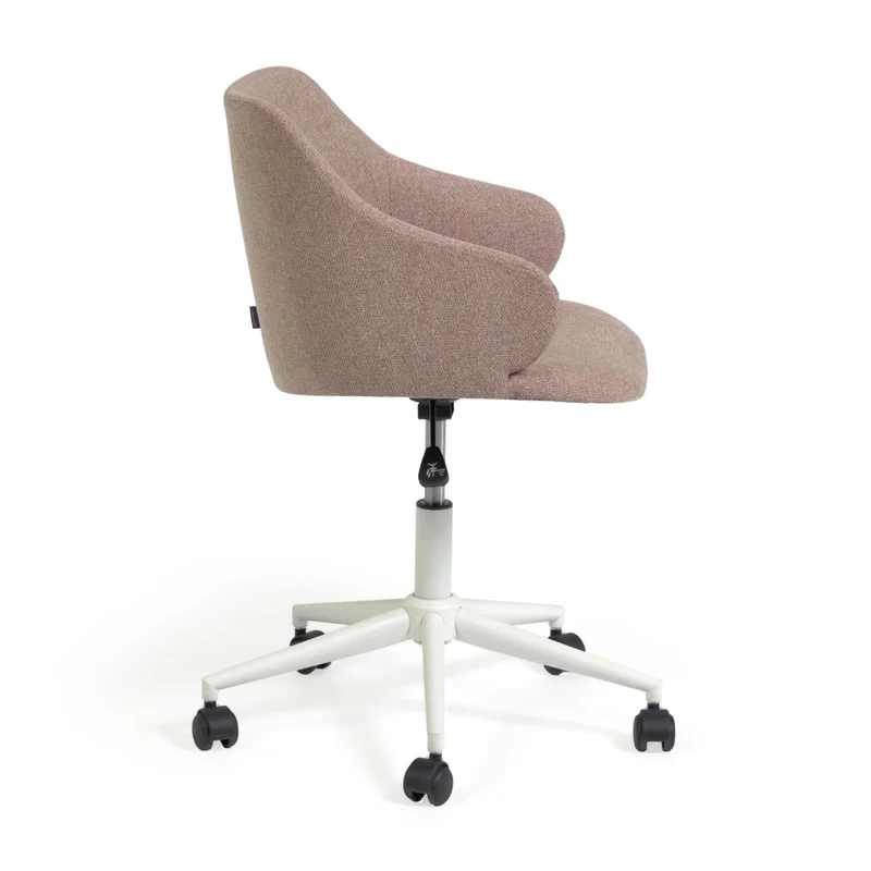 Einara pink office chair and legs made of steel in matt white