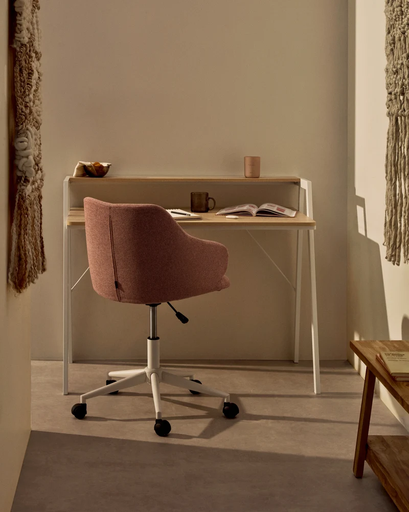 Einara pink office chair and legs made of steel in matt white