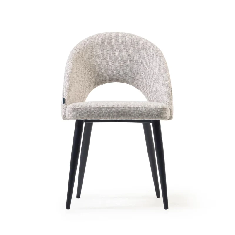 Beige Mael chair with steel legs with black finish