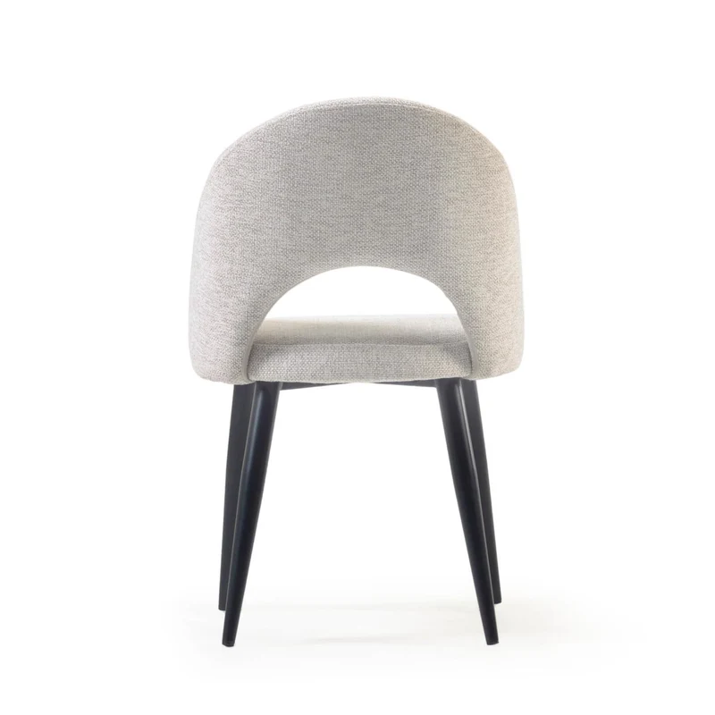 Beige Mael chair with steel legs with black finish