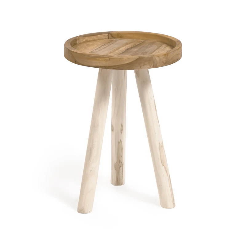 Glenda round solid teak wood side table, Ø 35 cm