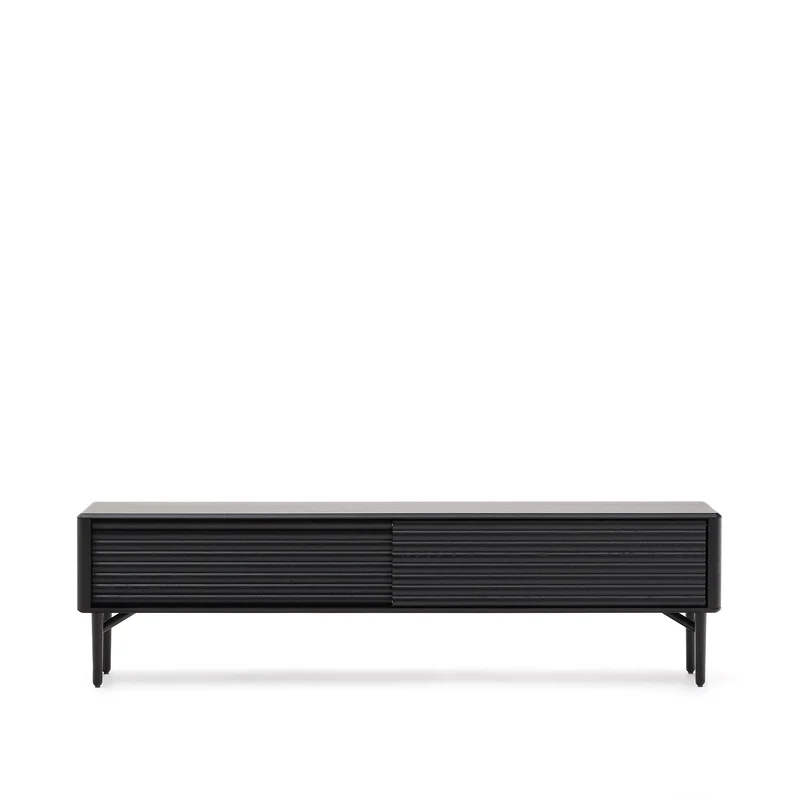 Lenon TV cabinet, 2 doors in solid wood and black oak veneer 200x57 cm FSC Mix Credit