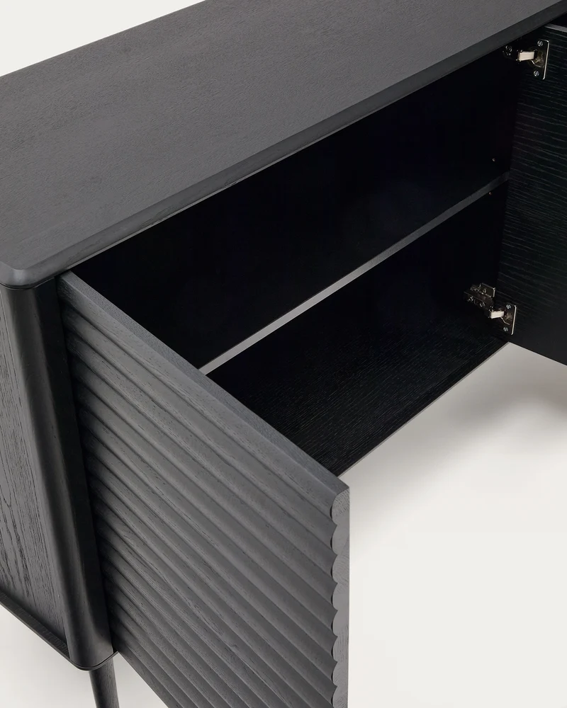 Lenon sideboard 3 doors and 3 drawers solid wood and black oak veneer 200x86cm FSC Mix Credit