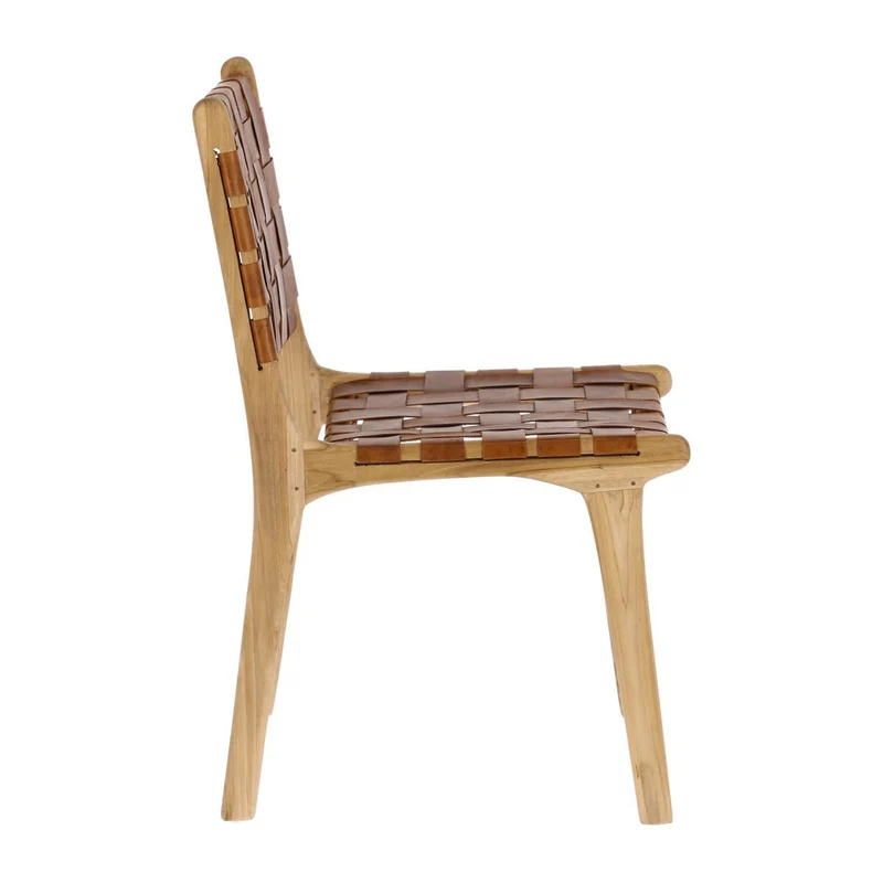 Calixta chair in leather and solid teak