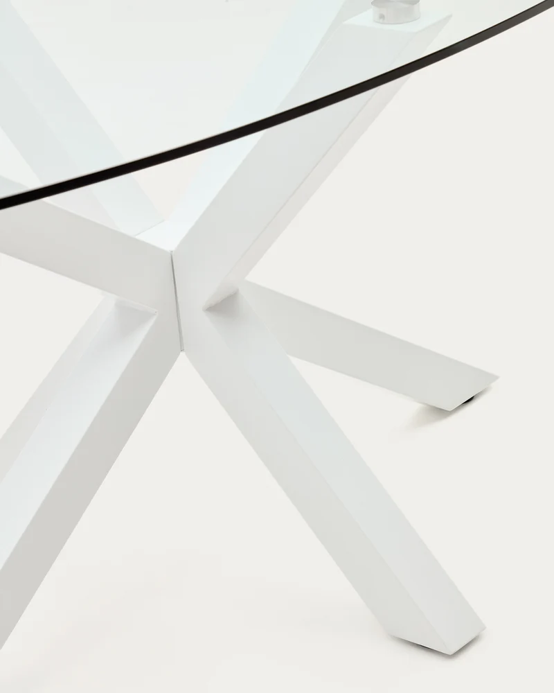 Argo oval table in glass and steel legs with white finish Ø 200 x 100 cm