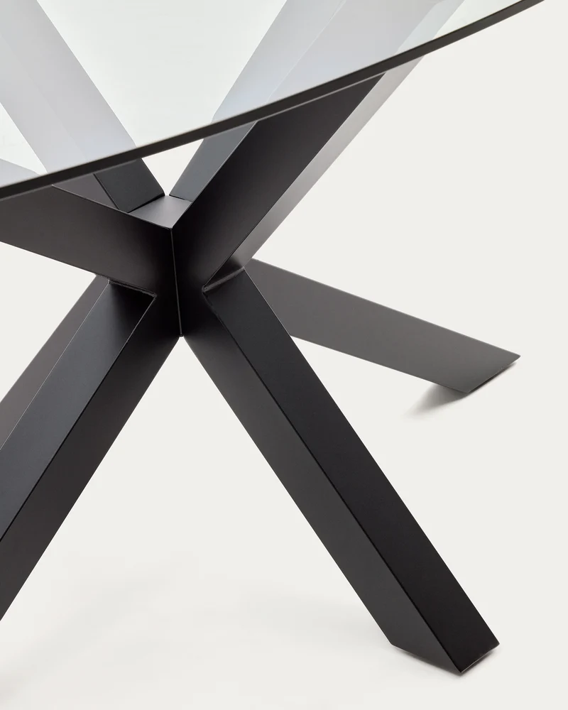 Argo oval table in glass and steel legs with black finish Ø 200 x 100 cm