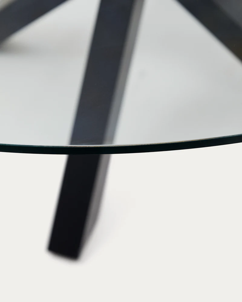 Argo round table in glass and steel legs with black finish Ø 150 cm