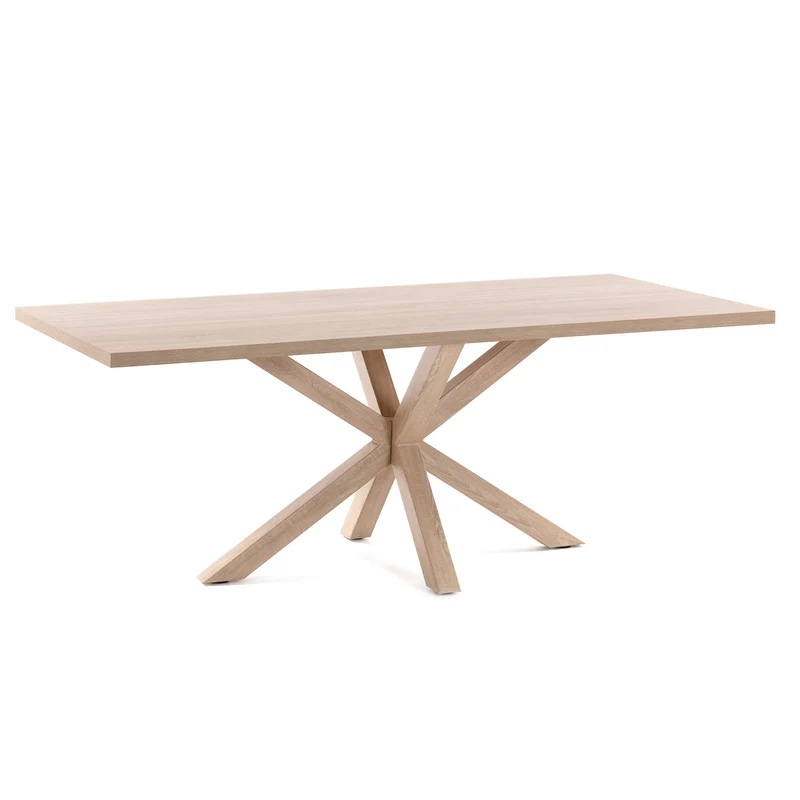 Argo table in melamine with natural finish and wood-effect steel legs 160 x 100 cm