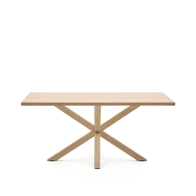 Argo table in melamine with natural finish and wood-effect steel legs 160 x 100 cm