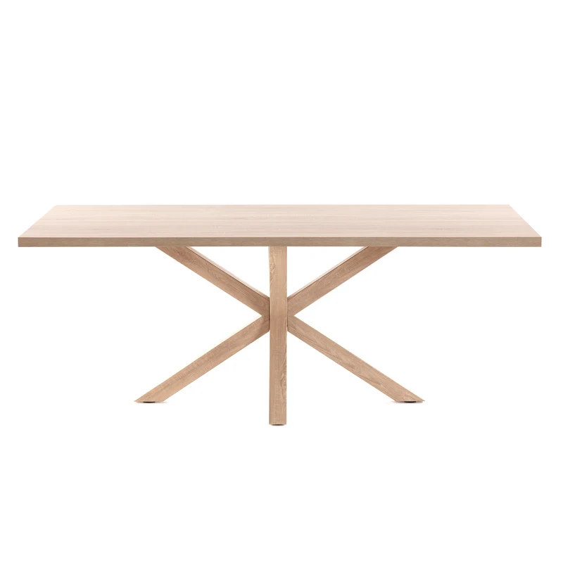 Argo table in melamine with natural finish and wood-effect steel legs 160 x 100 cm
