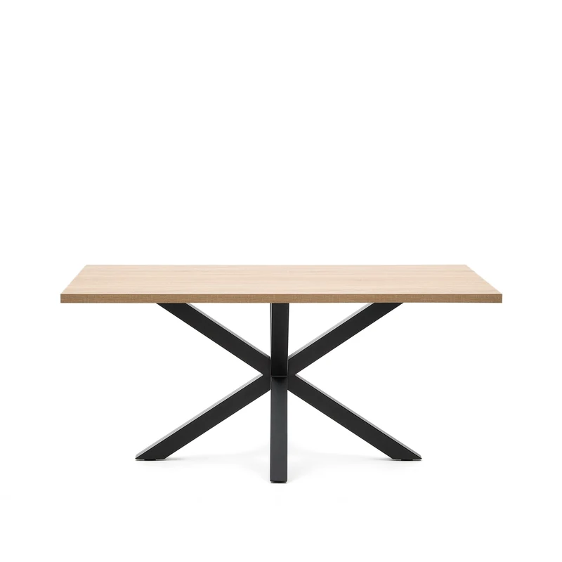 Argo table in melamine with natural finish and steel legs with black finish 160 x 100 cm