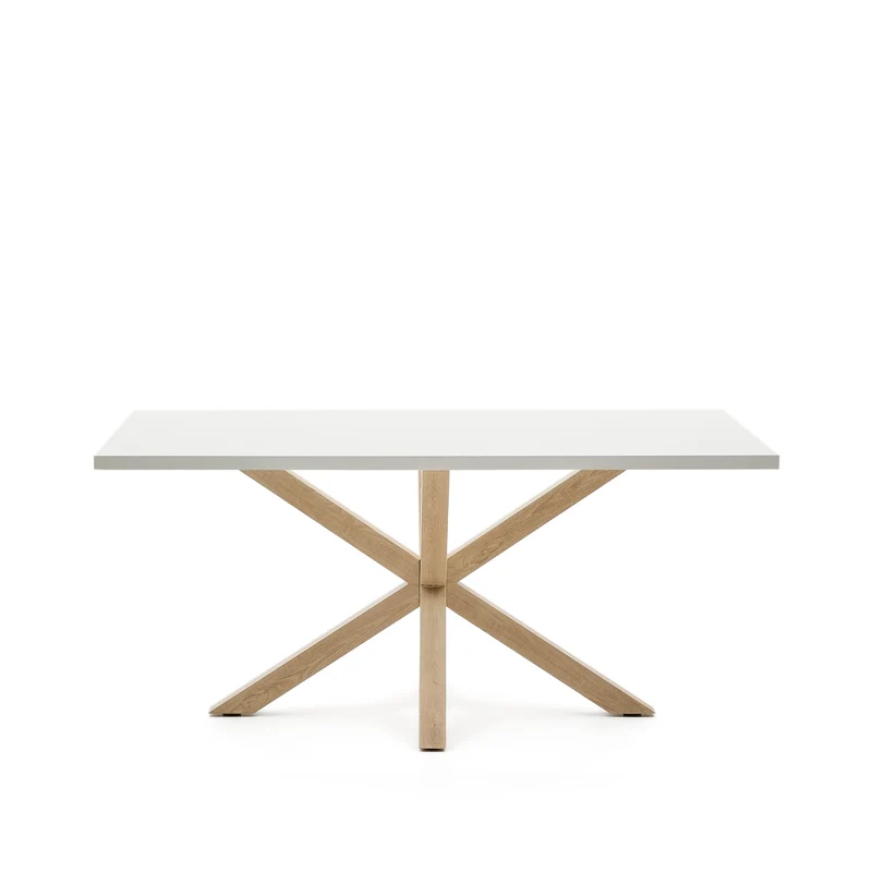 Argo table in melamine with white finish and wood-effect steel legs 160 x 100 cm